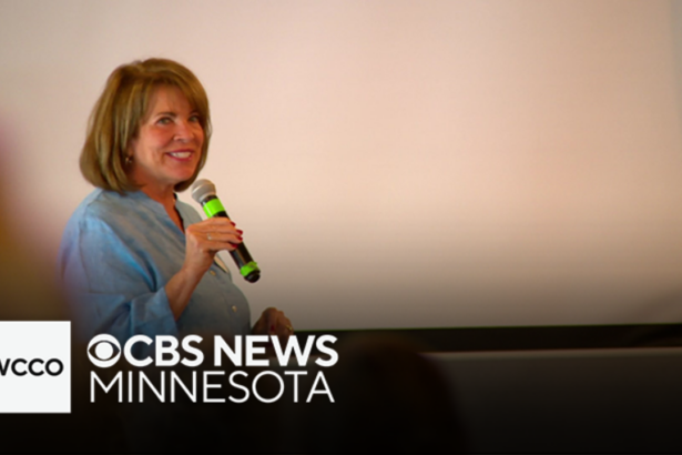 WCCO headline story with women speaking into a microphone